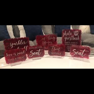 Burgundy acrylic wedding signs